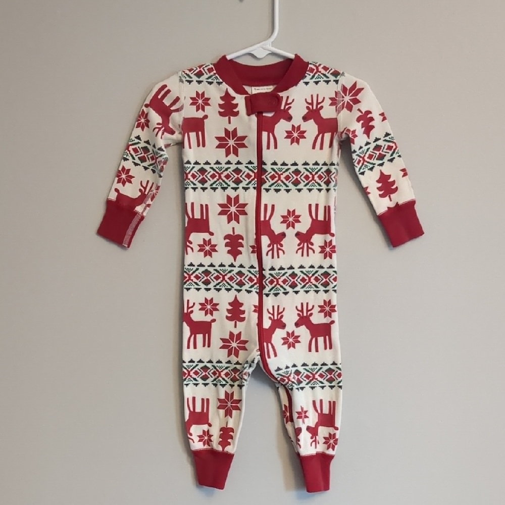 Hanna Andersson Dear Deer Organic Cotton Holiday Christmas Sleeper Pajamas Sz 75